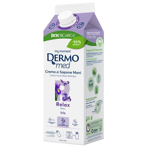 Ricarica crema di sapone mani - carton box - 900 ml - iris - Dermomed