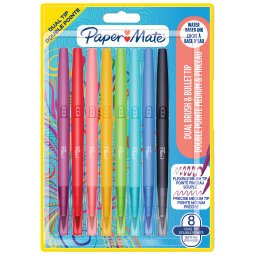 Pennarello Flair Dual Tip - colori assortiti - Papermate - conf. 8 pezzi