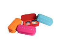 Astuccio 2 zip Monocromo -  21 x 5 x 9 cm - silicone/poliestere - colori assortiti - Pigna