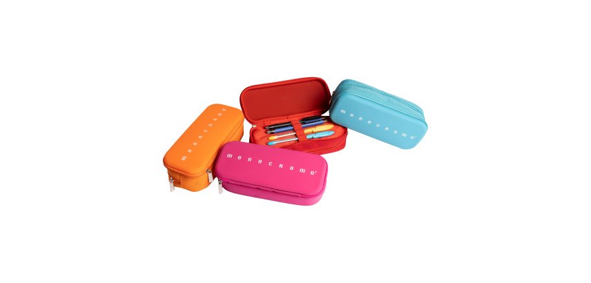 Astuccio 2 zip Monocromo -  21 x 5 x 9 cm - silicone/poliestere - colori assortiti - Pigna