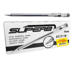 Penna a sfera Super B - punta 0,7 mm - nero - Pentel - promo pack 12+2 pezzi