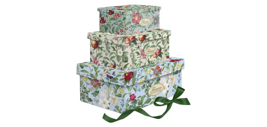 Set scatole regalo - fantasia Flowers - dimensioni assortite - cartoncino - Pigna - conf. 3 pezzi