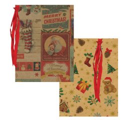 Sacchetto regalo - fantasia Natale assortite - c/ nastro rafia - 26 x 40 cm - carta - Rex Sadoch