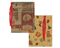 Sacchetto regalo - fantasia Natale assortite - c/ nastro rafia - 36 x 50 cm - carta - Rex Sadoch