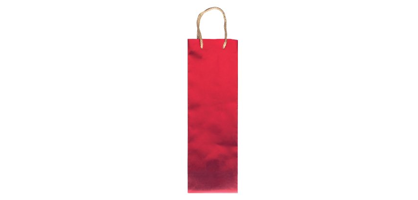 Portabottiglie natale - 12 x 37 x 9 cm - carta metal - rosso - Sadoch