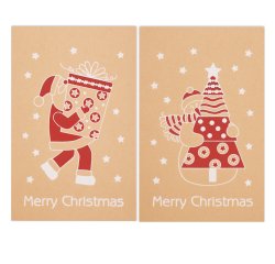 Biglietto Natale - doppio - 9 x 14 cm - cartoncino - fantasie assortite - avana - Rex Sadoch