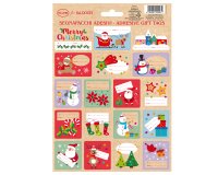 Foglio 18 segnapacchi adesivi - con stampa in oro - motivi natale - Rex Sadoch