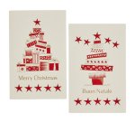 Biglietto Natale - doppio - 9 x 14 cm - cartoncino - fantasie assortite - bianco - Rex Sadoch