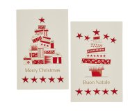 Biglietto Natale - doppio - 9 x 14 cm - cartoncino - fantasie assortite - bianco - Rex Sadoch