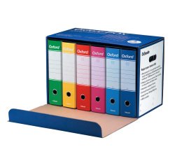 Scatola registratori Oxford G85 - dorso - 8 cm - protocollo 23x33 cm - colori assortiti - Esselte - conf. 6 pezzi