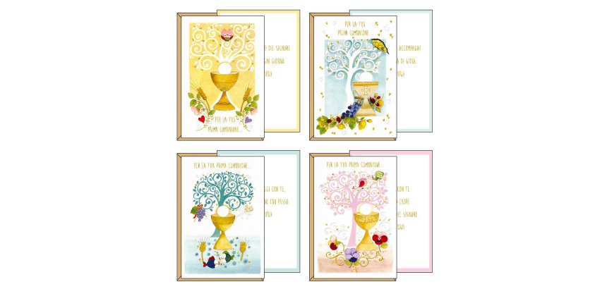 Biglietto auguri Comunione - 11,7 x 17 cm - 4 soggetti assortiti - Kartos