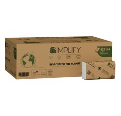 Asciugamani piegati a Z Simplify - 24 x 20,3 cm - goffratura a onda - 17,7 gr - bianco - Papernet - conf. 200 pezzi