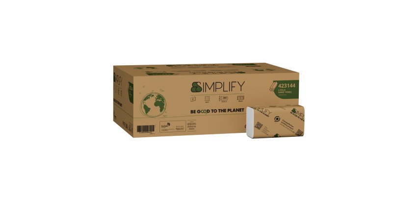 Asciugamani piegati a Z Simplify - 24 x 20,3 cm - goffratura a onda - 17,7 gr - bianco - Papernet - conf. 200 pezzi