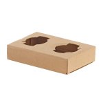 Portabicchiere da asporto - 2 posti - 17 x 11 x 3,5 cm - carta kraft - avana - Leone - conf. 50 pezzi