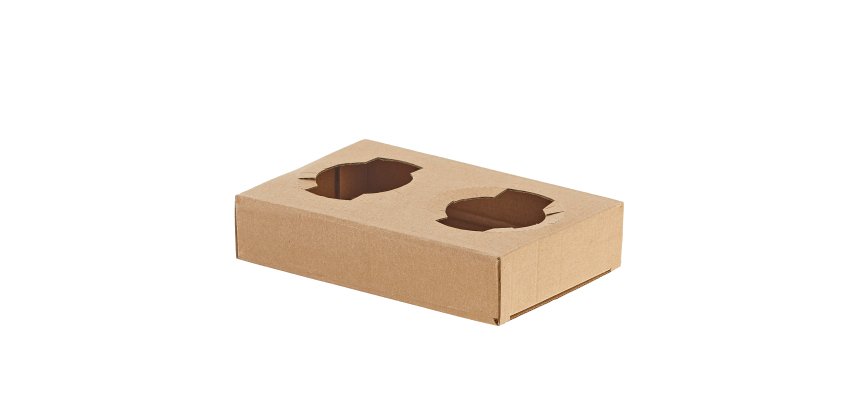 Portabicchiere da asporto - 2 posti - 17 x 11 x 3,5 cm - carta kraft - avana - Leone - conf. 50 pezzi