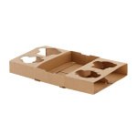 Portabicchiere da asporto - 4 posti - 29 x 17,5 x 3,5 cm - carta kraft - avana - Leone - conf. 50 pezzi