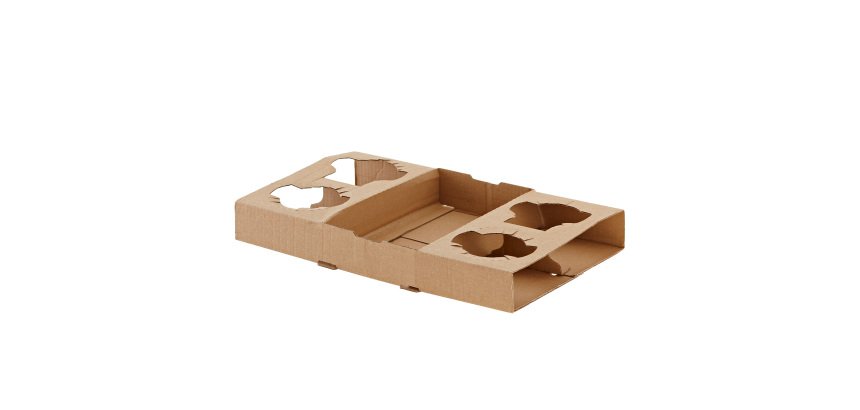 Portabicchiere da asporto - 4 posti - 29 x 17,5 x 3,5 cm - carta kraft - avana - Leone - conf. 50 pezzi