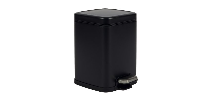 Bidone Pico - con pedale e vaschetta - 6 L - nero satinato - Perfetto