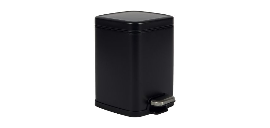 Bidone Pico - con pedale e vaschetta - 6 L - nero satinato - Perfetto