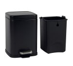 Bidone Pico - con pedale e vaschetta - 6 L - nero satinato - Perfetto