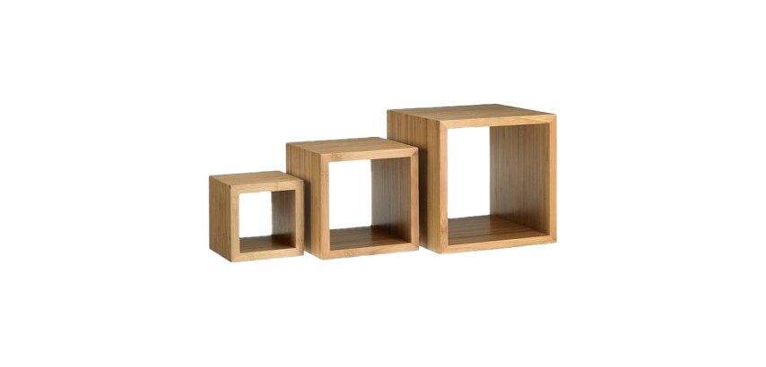 Alzata buffet Cubo - misure assortite - bamboo - naturale - Leone - conf. 3 pezzi