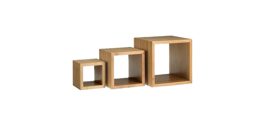 Alzata buffet Cubo - misure assortite - bamboo - naturale - Leone - conf. 3 pezzi