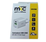 Caricabatteria rapido - 2 porte - USB-C e USB-A da 20W - MKC