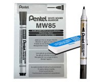 Marcatore white board MW85 - nero - Pentel - bundle 12 pezzi + cancellino magnetico