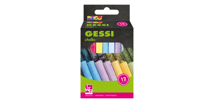 Gessetti tondi - ø 10 x 81 mm - colori assortiti - Deco - Scatola 12 gessetti tondi