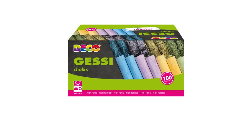 Gessetti tondi - ø 10 x 81 mm - colori assortiti - Deco - Scatola 100 gessetti tondi
