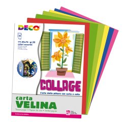 Carta velina - 50 x 76 cm - 20 gr - 5 colori assortiti - Deco - busta 25 fogli