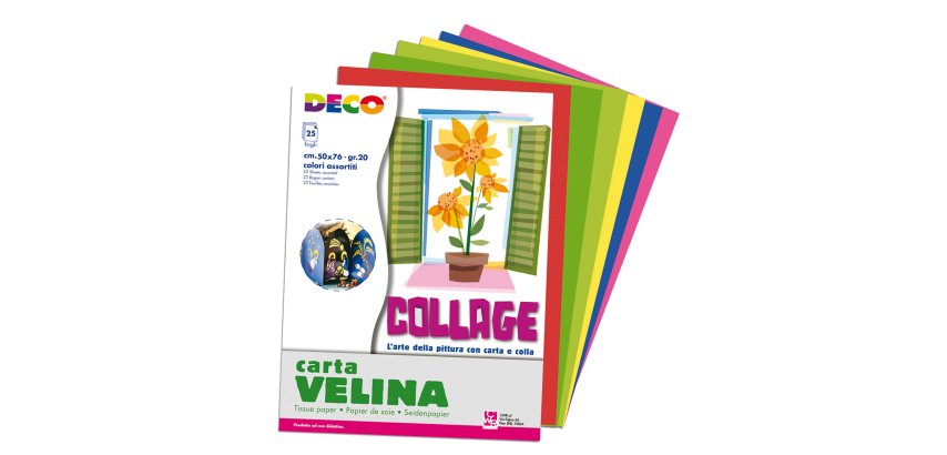 Carta velina - 50 x 76 cm - 20 gr - 5 colori assortiti - Deco - busta 25 fogli