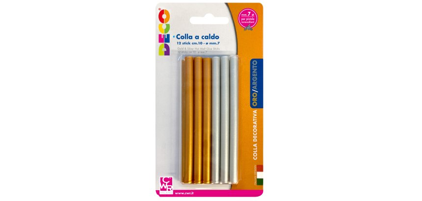 Colle stick per pistole -  oro e argento - ø 7mm - lunghezza 10 cm - Deco - conf. 12 pezzi