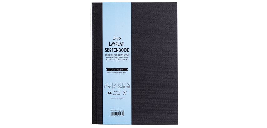 Sketchbook Duo Layflat - A4 - 105 gr - 60 pag - copertina nera - MUSA