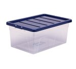 Contenitore multiuso Bankers Box - 37 x 56 x 25 cm - 38 L - PP - con coperchio blu - trasparente - Fellowes
