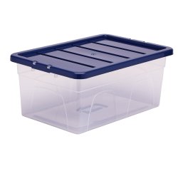 Contenitore multiuso Bankers Box - 37 x 56 x 25 cm - 38 L - PP - con coperchio blu - trasparente - Fellowes