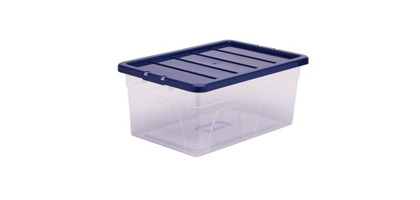 Contenitore multiuso Bankers Box - 37 x 56 x 25 cm - 38 L - PP - con coperchio blu - trasparente - Fellowes