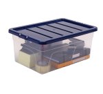 Contenitore multiuso Bankers Box - 37 x 56 x 25 cm - 38 L - PP - con coperchio blu - trasparente - Fellowes