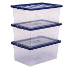 Contenitore multiuso Bankers Box - 37 x 56 x 25 cm - 38 L - PP - con coperchio blu - trasparente - Fellowes