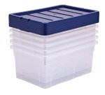 Contenitore multiuso Bankers Box - 37 x 56 x 25 cm - 38 L - PP - con coperchio blu - trasparente - Fellowes