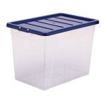 Contenitore multiuso Bankers Box - 38 x 56 x 41 cm - 64 L - PP - con coperchio blu - trasparente - Fellowes