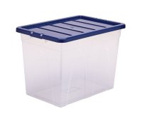 Contenitore multiuso Bankers Box - 38 x 56 x 41 cm - 64 L - PP - con coperchio blu - trasparente - Fellowes