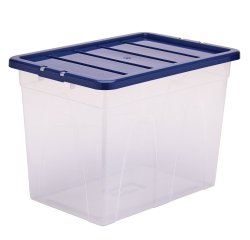 Contenitore multiuso Bankers Box - 38 x 56 x 41 cm - 64 L - PP - con coperchio blu - trasparente - Fellowes