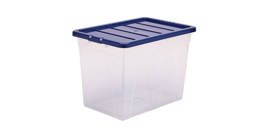 Contenitore multiuso Bankers Box - 38 x 56 x 41 cm - 64 L - PP - con coperchio blu - trasparente - Fellowes