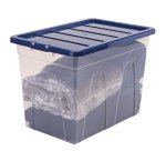 Contenitore multiuso Bankers Box - 38 x 56 x 41 cm - 64 L - PP - con coperchio blu - trasparente - Fellowes