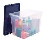 Contenitore multiuso Bankers Box - 38 x 56 x 41 cm - 64 L - PP - con coperchio blu - trasparente - Fellowes