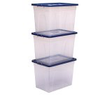 Contenitore multiuso Bankers Box - 38 x 56 x 41 cm - 64 L - PP - con coperchio blu - trasparente - Fellowes