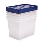 Contenitore multiuso Bankers Box - 38 x 56 x 41 cm - 64 L - PP - con coperchio blu - trasparente - Fellowes