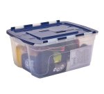 Contenitore multiuso Bankers Box - 43 x 59 x 28 cm - 45 L - PP - con coperchio a cerniera blu - trasparente - Fellowes