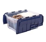 Contenitore multiuso Bankers Box - 43 x 59 x 28 cm - 45 L - PP - con coperchio a cerniera blu - trasparente - Fellowes